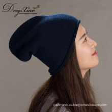 Sombreros de punto Knit Pom Beanie Winter Hat Cashmere para mujer con Snap-On Fur Pompom de conejo